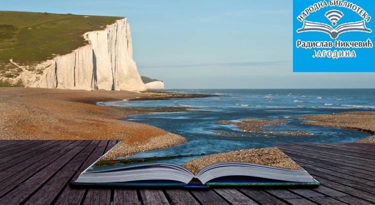 Creative composite image of seascape in pages of magic book